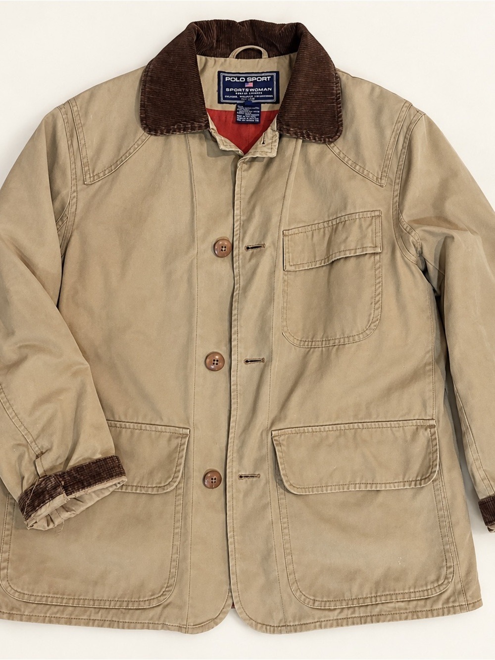 Vintage Polo Sport Ralph Lauren Sportswoman Barn Jacket Corduroy Collar